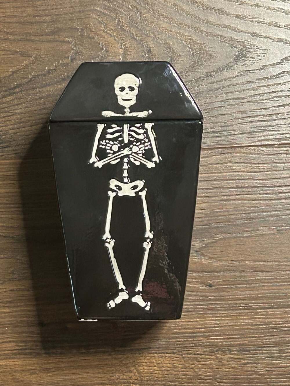 Way To Celebrate Halloween Skeleton Coffin Ceramic Candy Jar